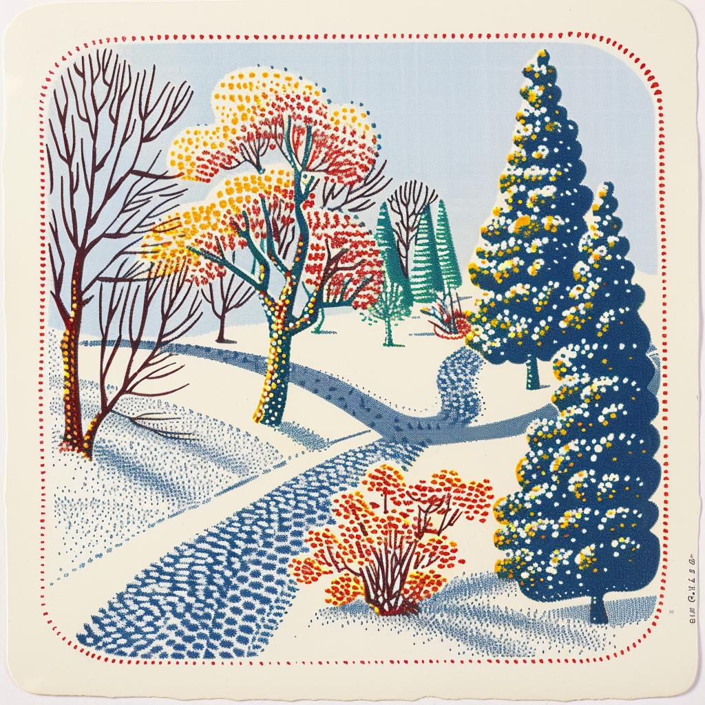 forest  winter  animated  vibrant  illustration  folk  sinuous  colorful  beautiful  scenery 945148