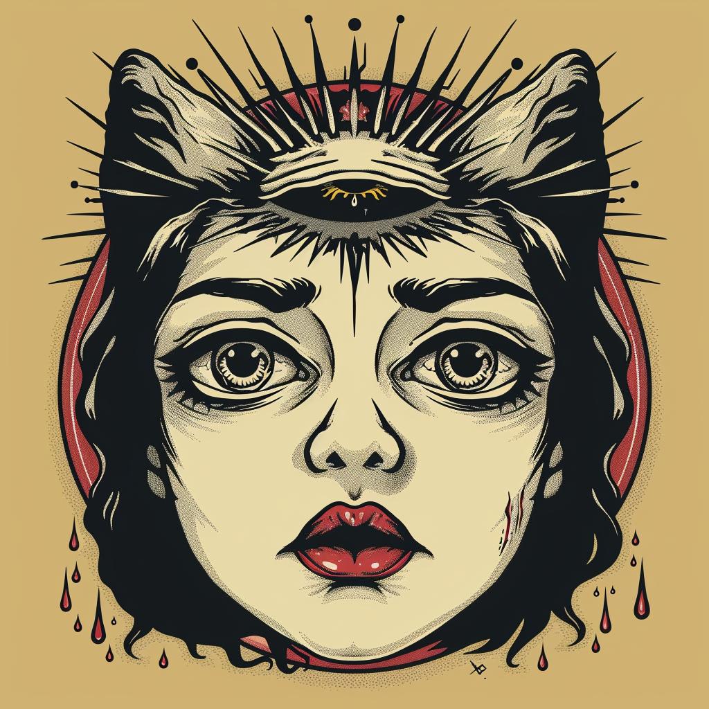 provocative  art  introspective  naturalistic  spiritual  terror  woman  cat  crown  occult 936179