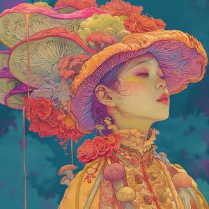 illustration  woman  colorful  flowers  mushroomcore  detailed  art  style  vivid  imaginative 1072920