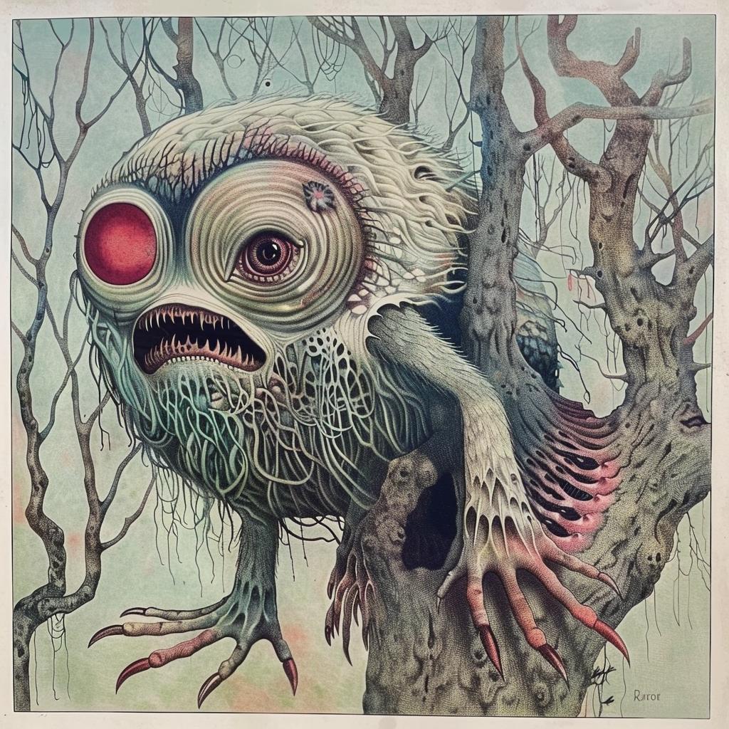 1917  monster  painting  red  eyes  creepy  horror  art  surreal  grotesque 948809