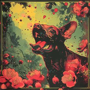 dog  poster  band  flowers  field  music  illustration  nature  vibrant  art 1052498