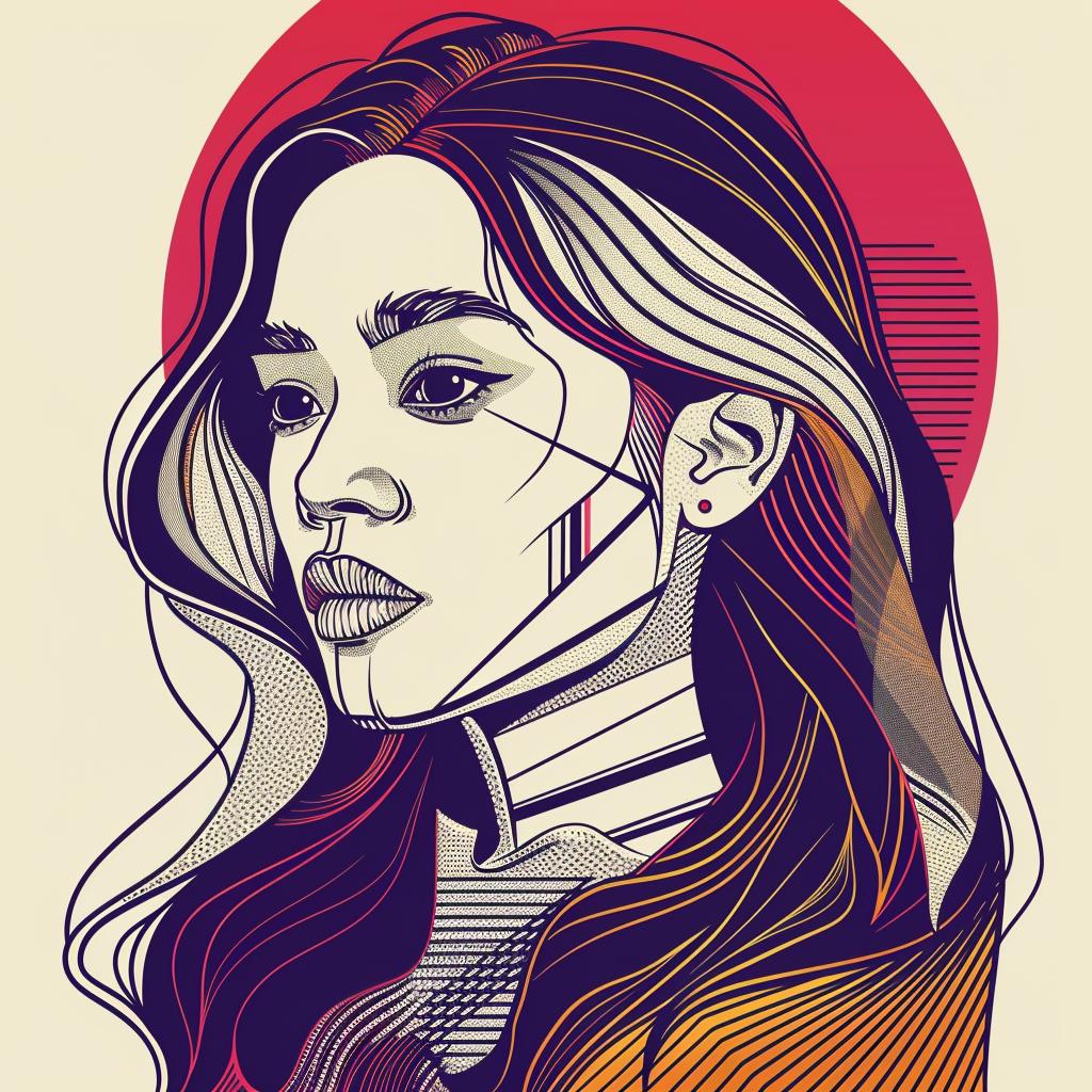 PopArt صورة أنثى آسيوية رقمية طويلة الشعر دائرة ثقافة البوب ​​​​الحديثة ناقلات 937158