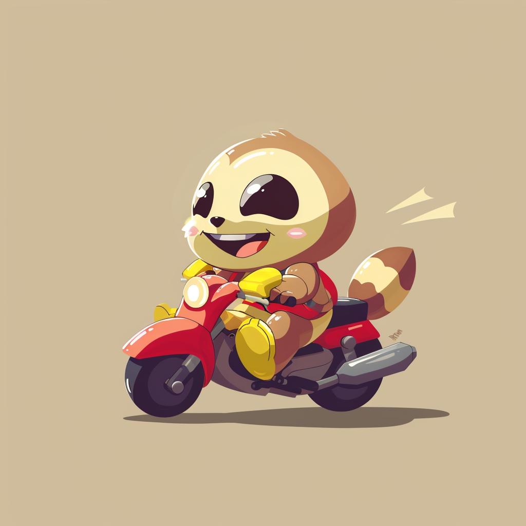 raccoon  motorcycle  kawaii  cartoon  cute  animal  whimsical  colorful  playful  fun 939773