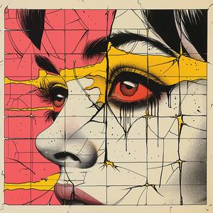 surreal  album  cover  woman  face  window  risograph  symbolist  screenprinting  art 1036965