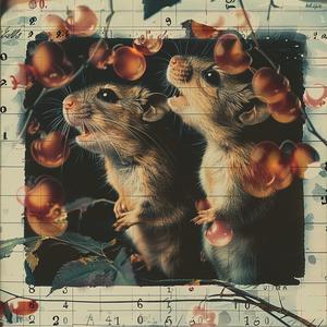 mice  calendar  berries  chromolithography  cute  animal  illustration  nature  whimsical  colorful 1040866