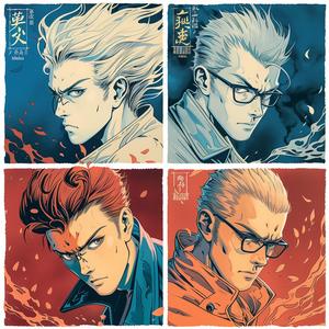 manga  characters  quadriptych  action  courage  wisdom  passion  peace  vibrant  anime 1075338