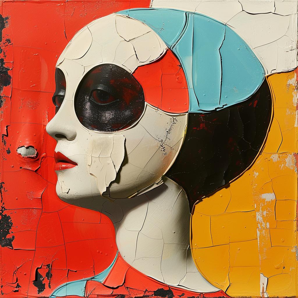 encaustic  paint  impasto  Picasso  mask  woman  colorful  texture  artistic  modern 1016556