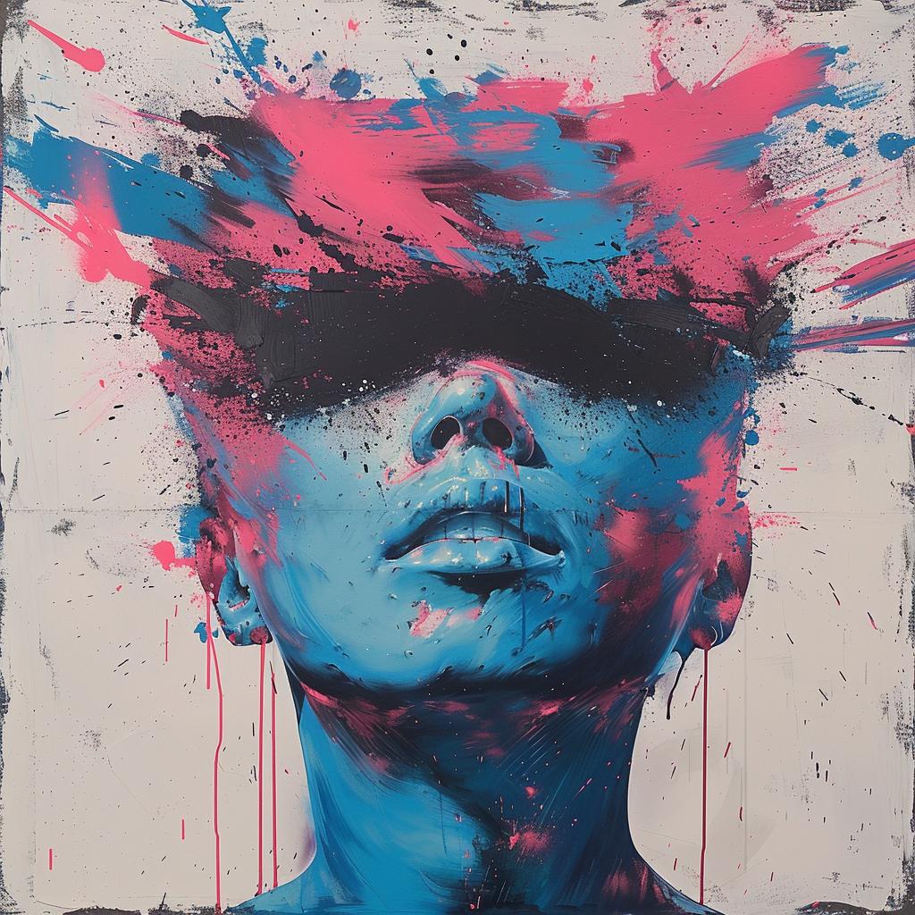 surreal  album  cover  hyper-realistic  screenprinting  Martin  Whatson  encaustic  woman  paint 960028