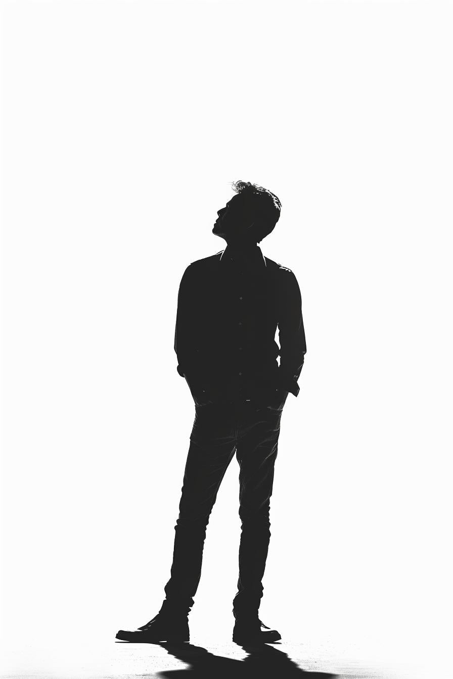 man  silhouette  white  background  vector  art  standing  2D  isolated  clean 954254
