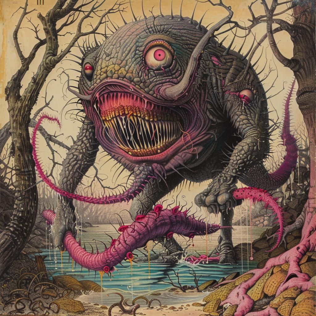 monster  pink  tentacles  horror  painting  creativity  art  unusual  grotesque  visual 945996
