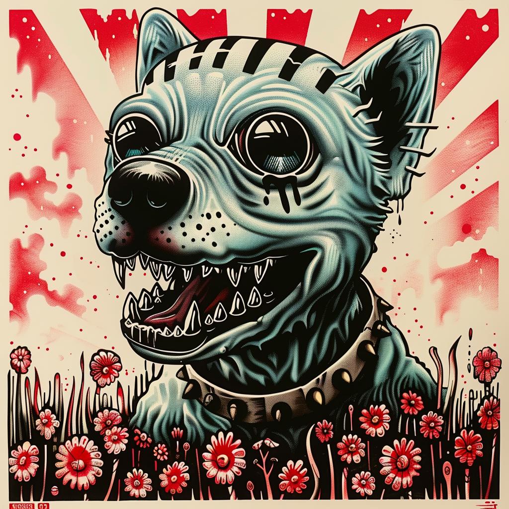 dog  creature  red  nose  blood  dripping  mouth  illustration  dark  concept 1033065