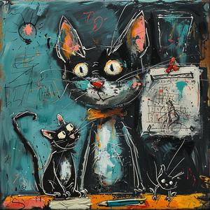cat  Basquiat  painting  mice  illustration  animal  art  style  class  education 1077254