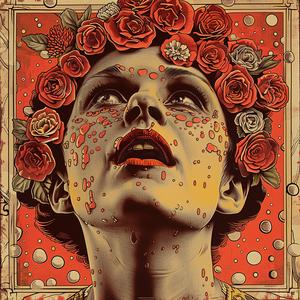 woman  roses  head  chromolithography  portrait  floral  colorful  art  illustration  beauty 1053143