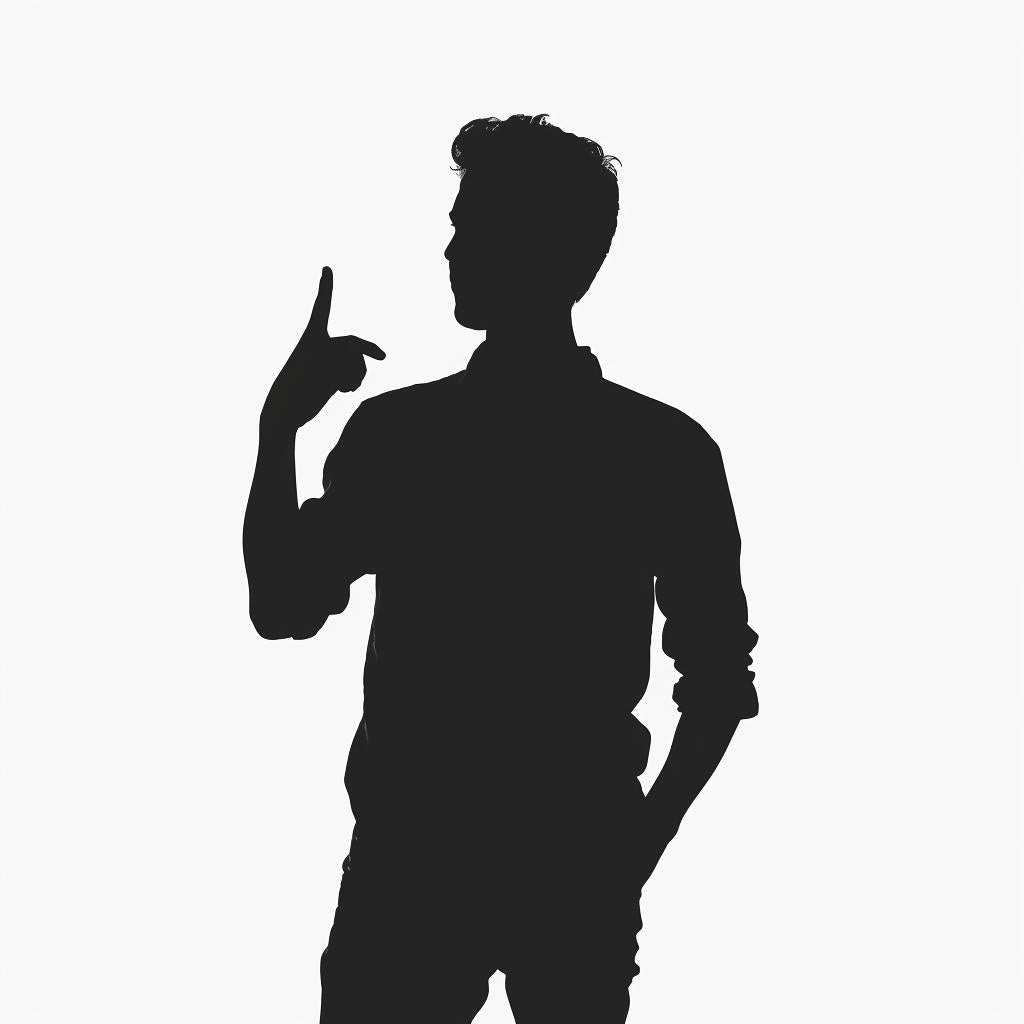silhouette  man  American  Sign  Language  pointing  finger  up  illustration  black 954118