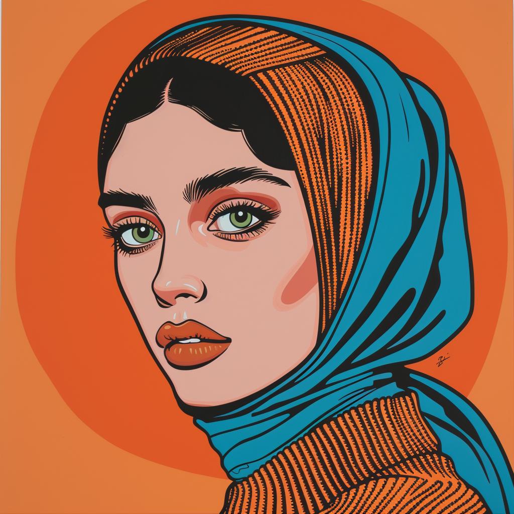 woman  hijab  popart  illustration  headscarf  colorful  stylized  MiddleEastern  art  portrait 1023678