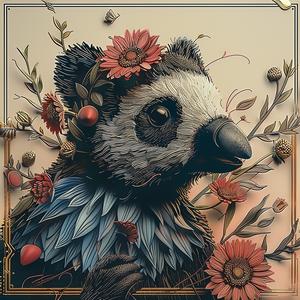 panda  flowers  head  design  illustration  color  nature  whimsical  animal  art 1048627