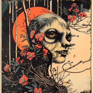 woman  flowers  head  painting  chromolithography  colorful  elegance  nature  portrait  feminine 1047971