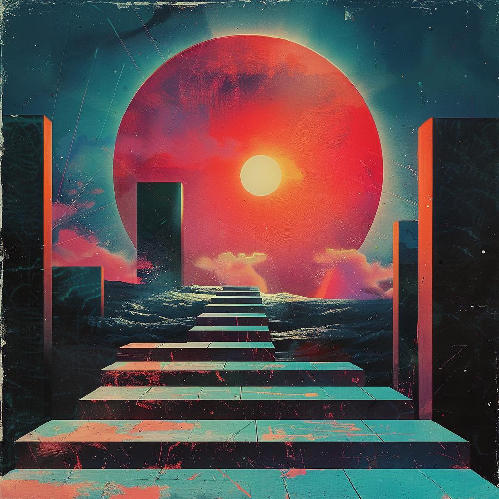 album  cover  1980s  sun  synthwave  trippy  geometric  art  visual  illustration 960778
