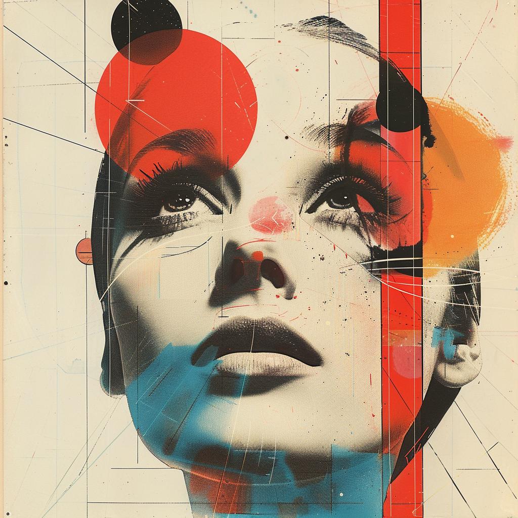 surreal  woman  background  red  blue  orange  hyper-realistic  screenprinting  Paul  Rand 960459