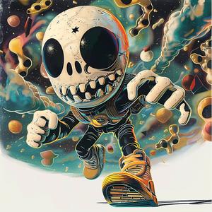 skeleton  cartoon  space  helmet  comic  illustration  artnouveau  surrealism  pointillism  vintage 1076172