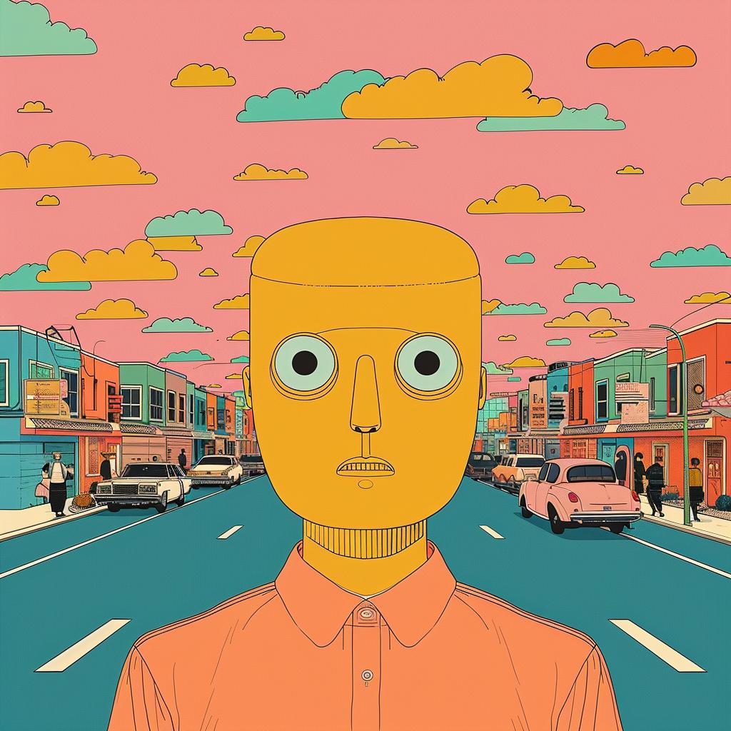 surreal  album  cartoon  man  yellow  creativity  art  whimsical  colorful  design 1017385
