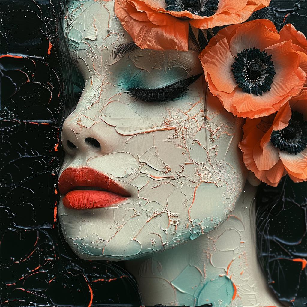 woman  flowers  painting  orange  face  art  hues  Floral  portrait  colorful 963721