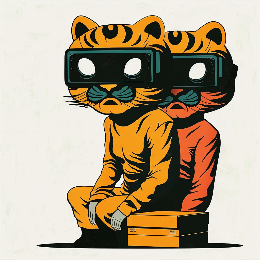 tigers  goggles  surreal  album  cover  whimsical  playful  colorful  illustration  design 978060