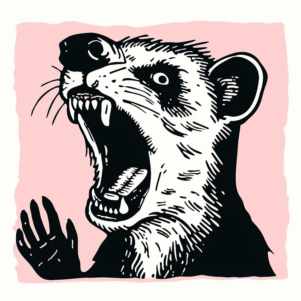 ferret  scream  illustration  open  mouth  wildlife  animal  cartoon  stylized  art 940109