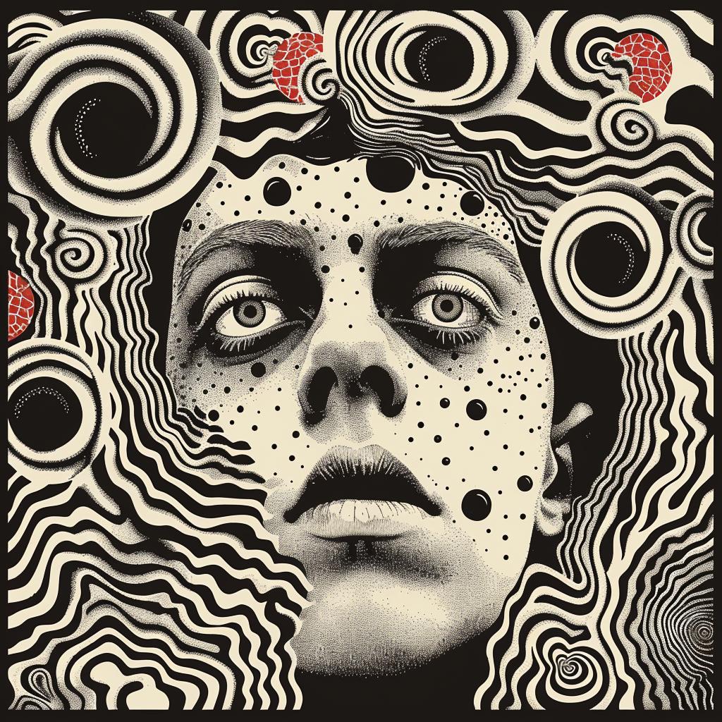 poster  surreal  album  cover  hyper-realistic  Alexander Girard  woman  design  black  white 960425