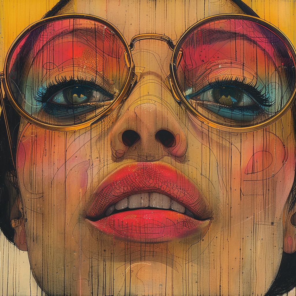 El  Lissitzky  constructivism  painting  female  sunglasses  colorful  shirt  pastel  modern 939001