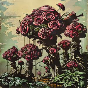 painting  tree  pink  roses  flowers  chromolithography  colorful  nature  artwork  vibrant 1051190