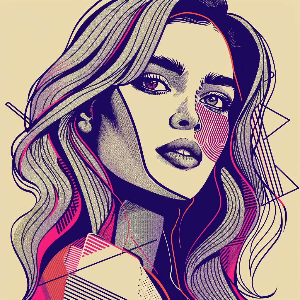 Pop  Art  Blonde  Woman  Geometric  Pattern  Fashion  Modern  Portrait  Vibrant 937066