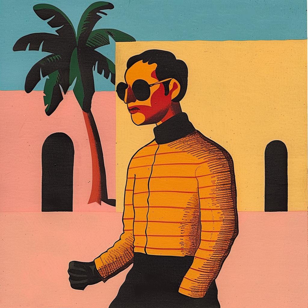 man  sunglasses  jacket  painting  surreal  creative  artwork  illustration  colorful  whimsical 978137