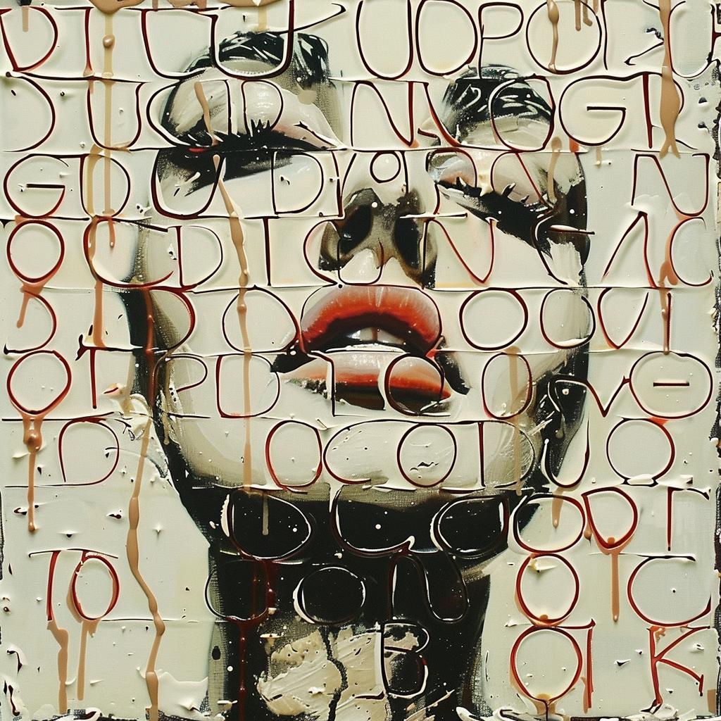 woman  red  lipstick  writing  encaustic  impasto  portrait  dramatic  expressionistic  emotive 923956