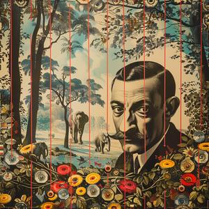 man  forest  flowers  painting  colorful  nature  artwork  portrait  romantic  scenery 1059099