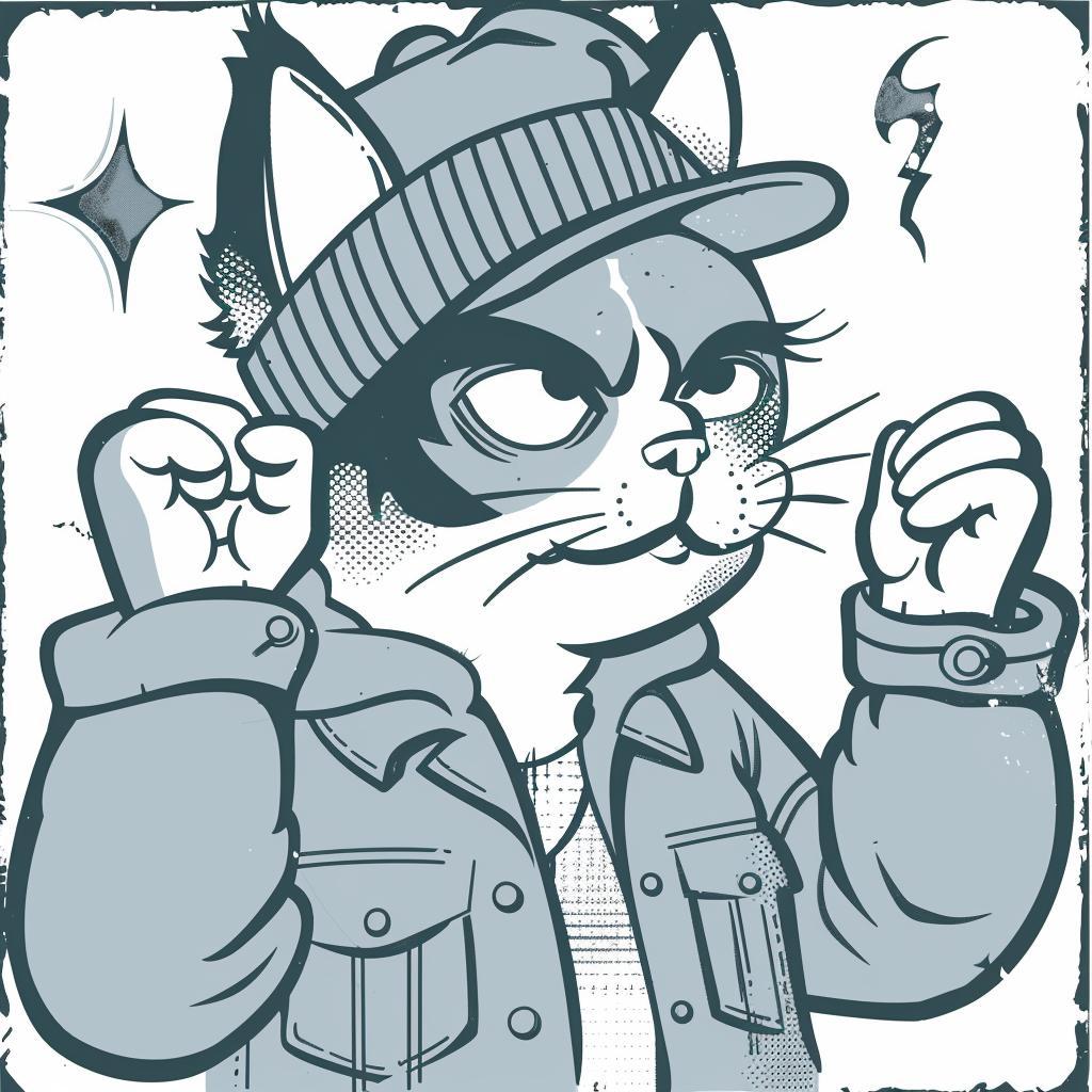 feline  streetwise  aggressive  urban  minimal  cartoon  hat  jacket  culture  animal 958341