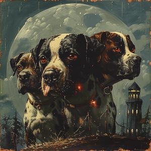 dogs  war  poster  chromolithography  graphic  art  dark  illustration  vintage  print 1051869