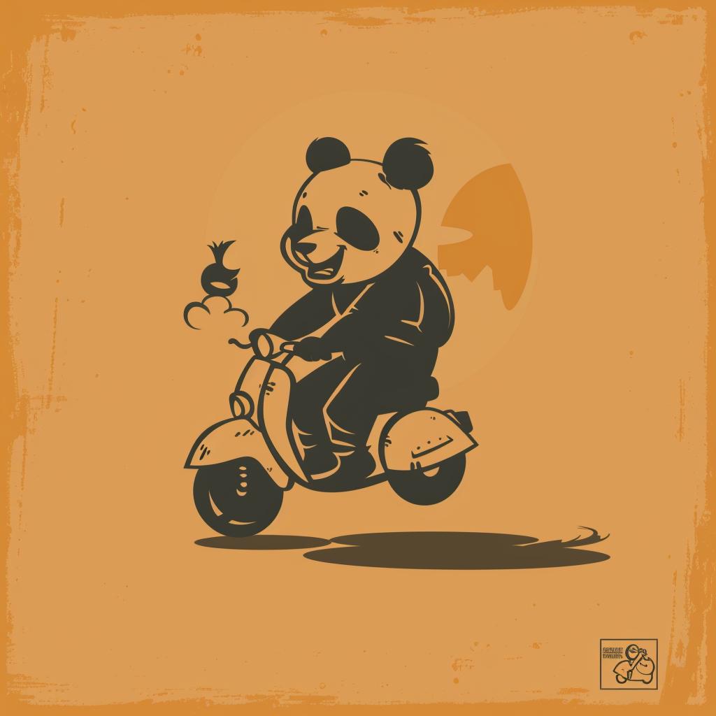 panda  scooter  bird  cute  animal  whimsical  transportation  cartoon  playful  illustration 943337