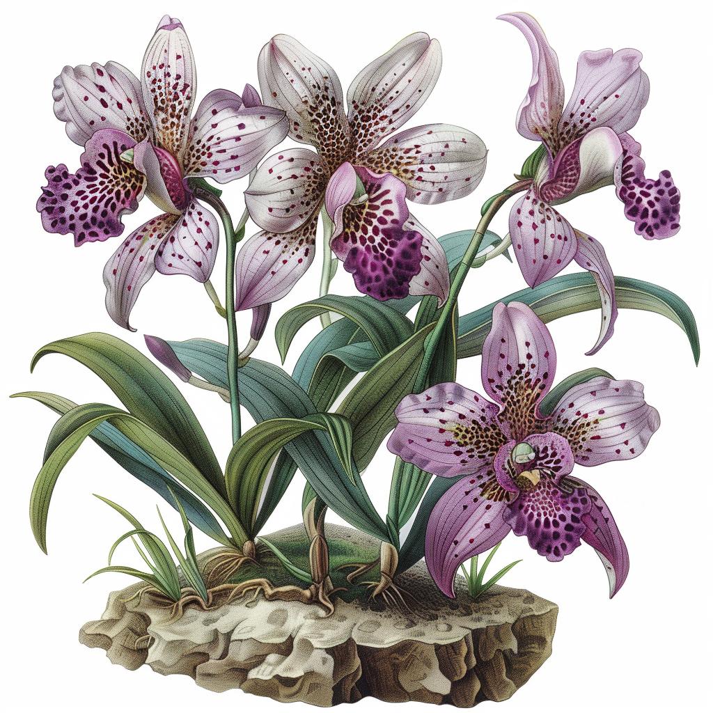 orchids  illustration  botanical  purple  flowers  floral  art  nature  color  white 971449