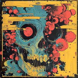 skull  bright  colors  bubbles  surreal  album  cover  risograph  symbolist  art 1078647