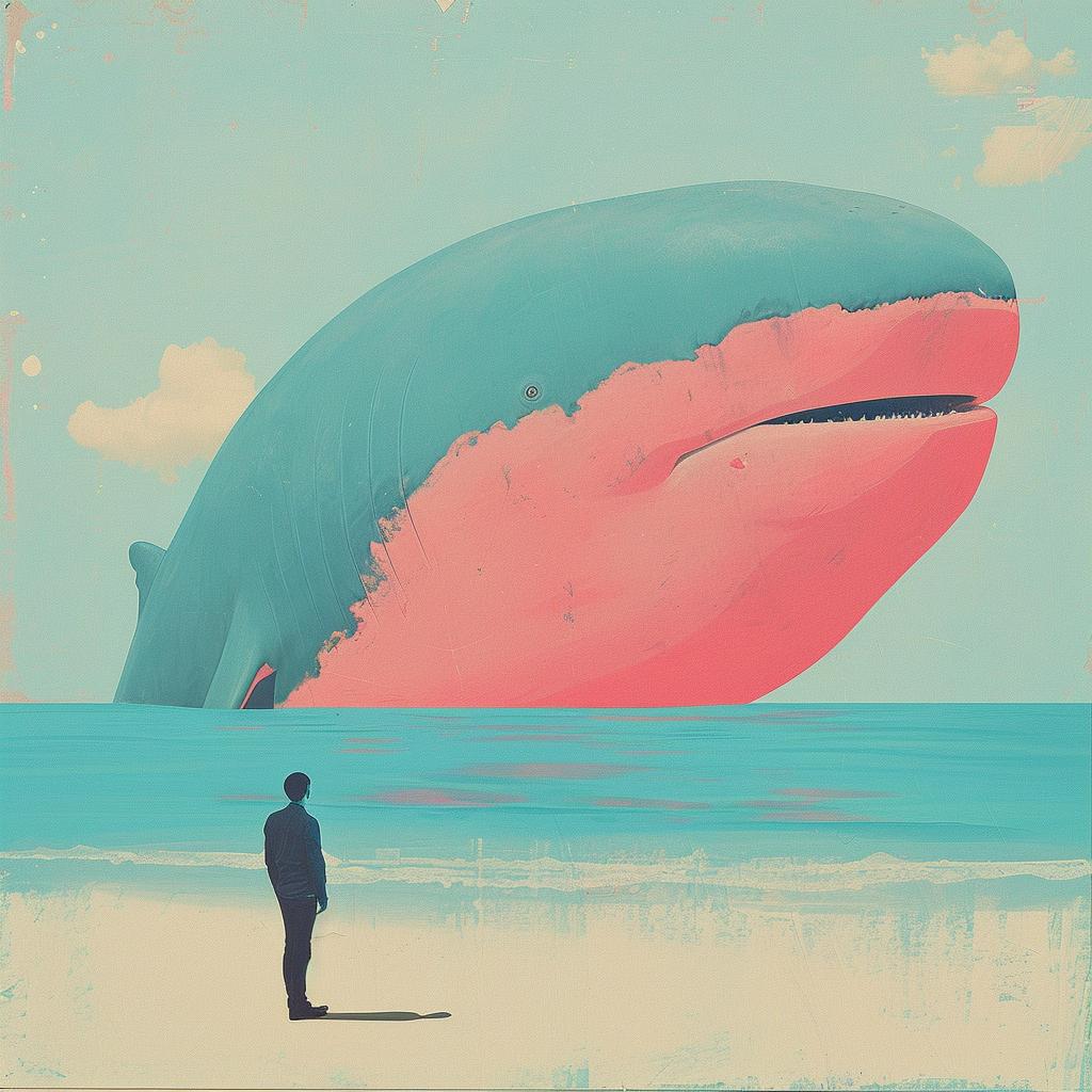 album  cover  surreal  beach  whale  man  Joan  Cornella  creative  imaginative 1018022