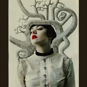 woman  red  lipstick  tree  head  surreal  album  cover  risograph  artwork 1077716