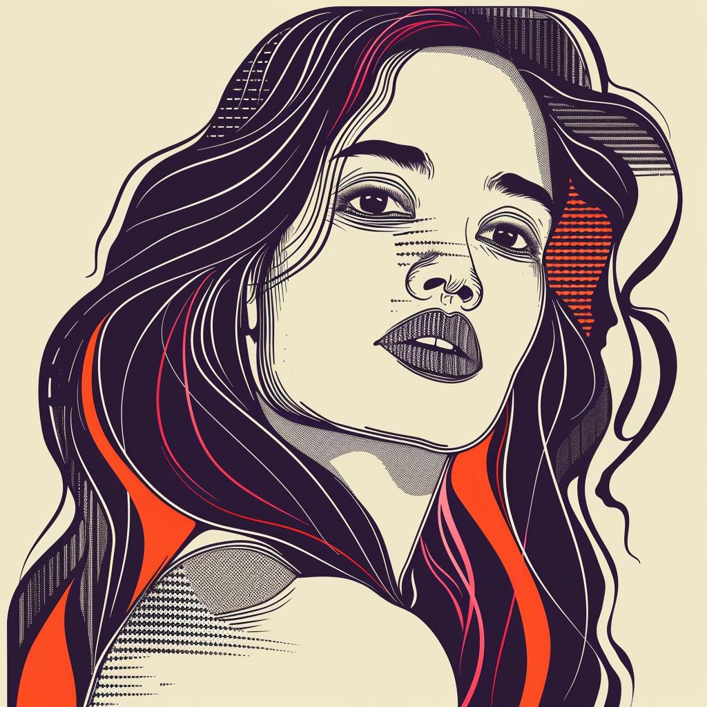 PopArt  Asian-American  female  long hair  vector  illustration  portrait  colorful  beautiful  art 937165