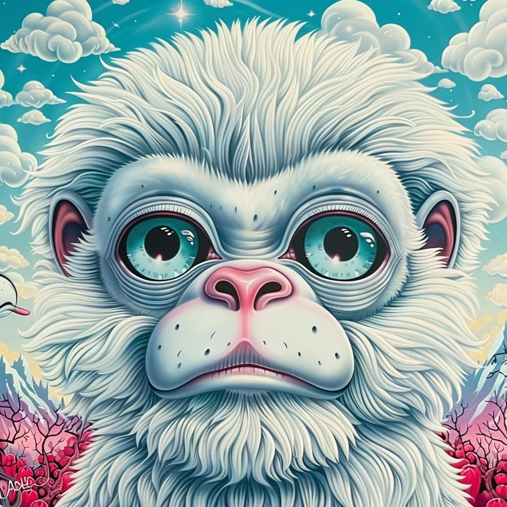 ape  kawaii  painting  monkey  white  background  blue  eyes  cute  animal 1033926