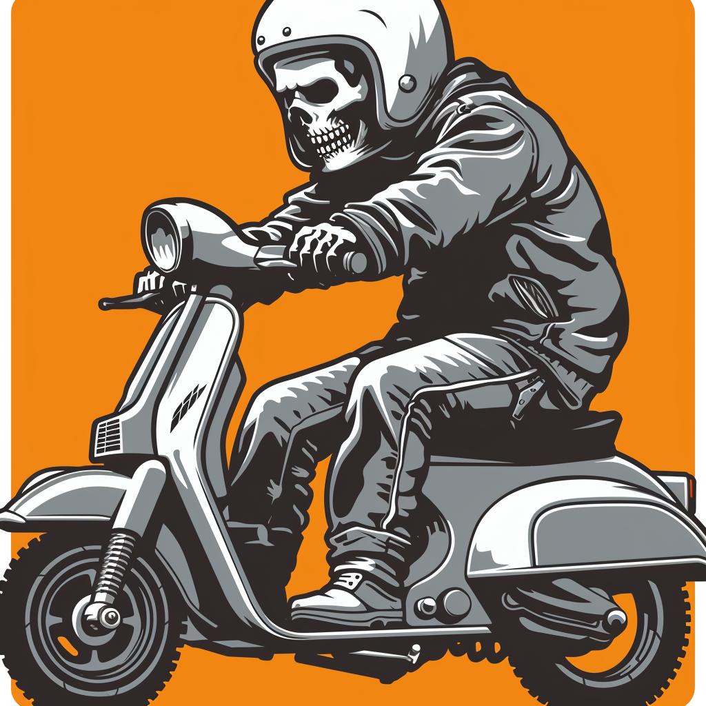 grim  reaper  scooter  happy  minimal  blue  yellow  cartoon  skull  playful 955300