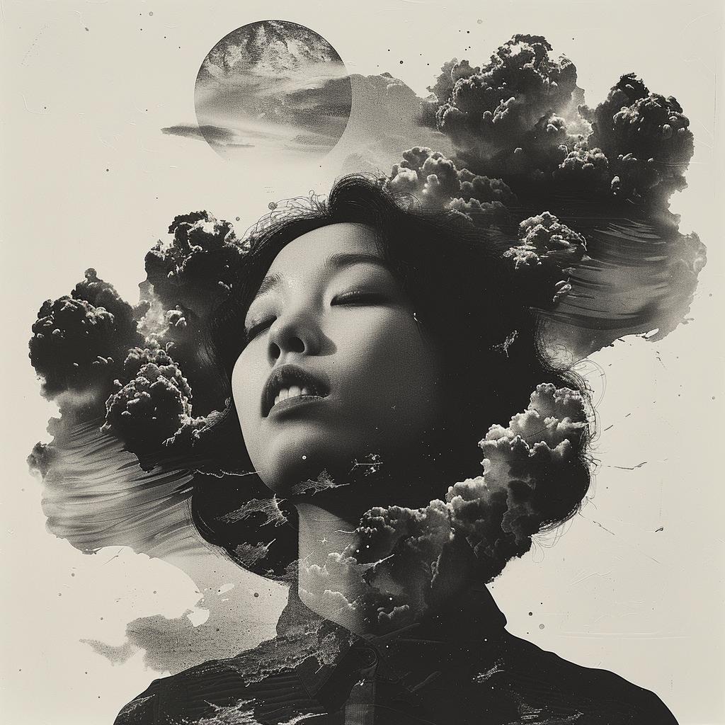 woman  clouds  moon  hair  painting  surreal  art  creative  expression  dreamy 960445