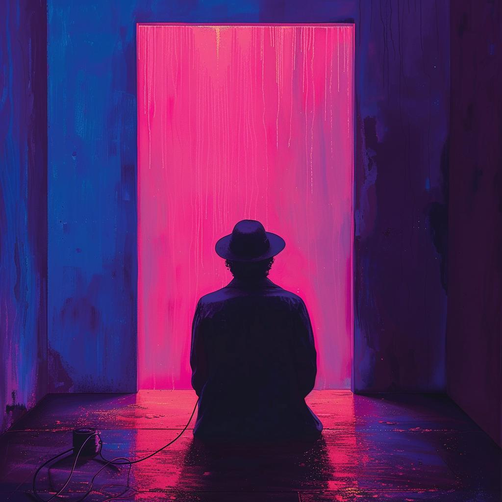 surreal  album  cover  man  purple  light  creative  vibrant  design  insightful 975150
