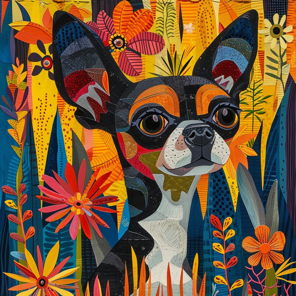 chihuahua  garden  vibrant  textured  whimsical  countryside  faith-inspired  lush  composition  art 938627