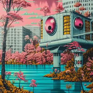 minimal  chromolithography  city  eye  pink  surreal  simple  landscape  urban  FrankLloydWright 1037700