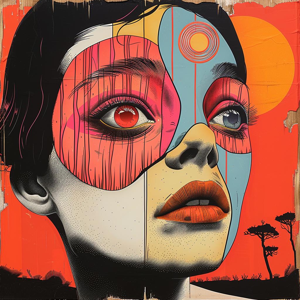 وجوه ملونة، نساء، تعبيرية، رسومات، عيون نابضة بالحياة، وسائط متعددة حديثة 1019783